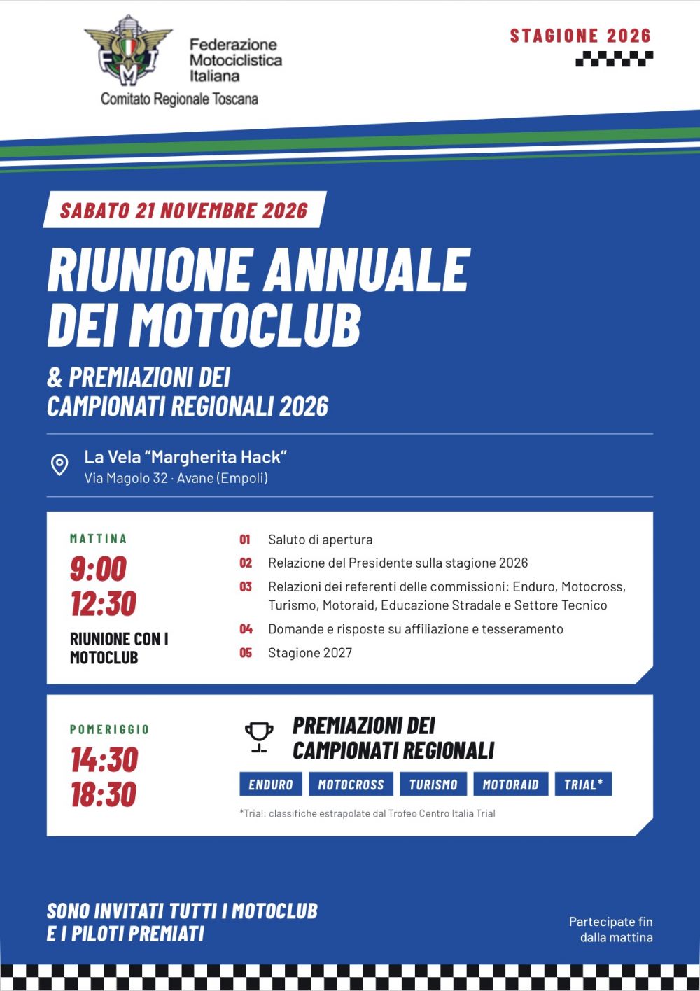 Premiazione Campioni Toscani del Motociclismo 2026